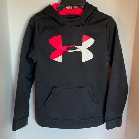 Under Armour Other - UnderArmour hooded black & pink sweatshirt youth size Medium
